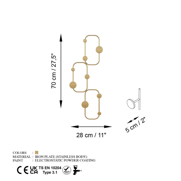 Wallity Lizzard-A Gancho de Pared Dorado Wallity Lizzard-A Gancho de Pared Dorado